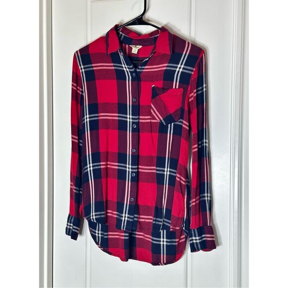 Woolrich size S red and black plaid button up long sleeve shirt - Picture 1 of 7
